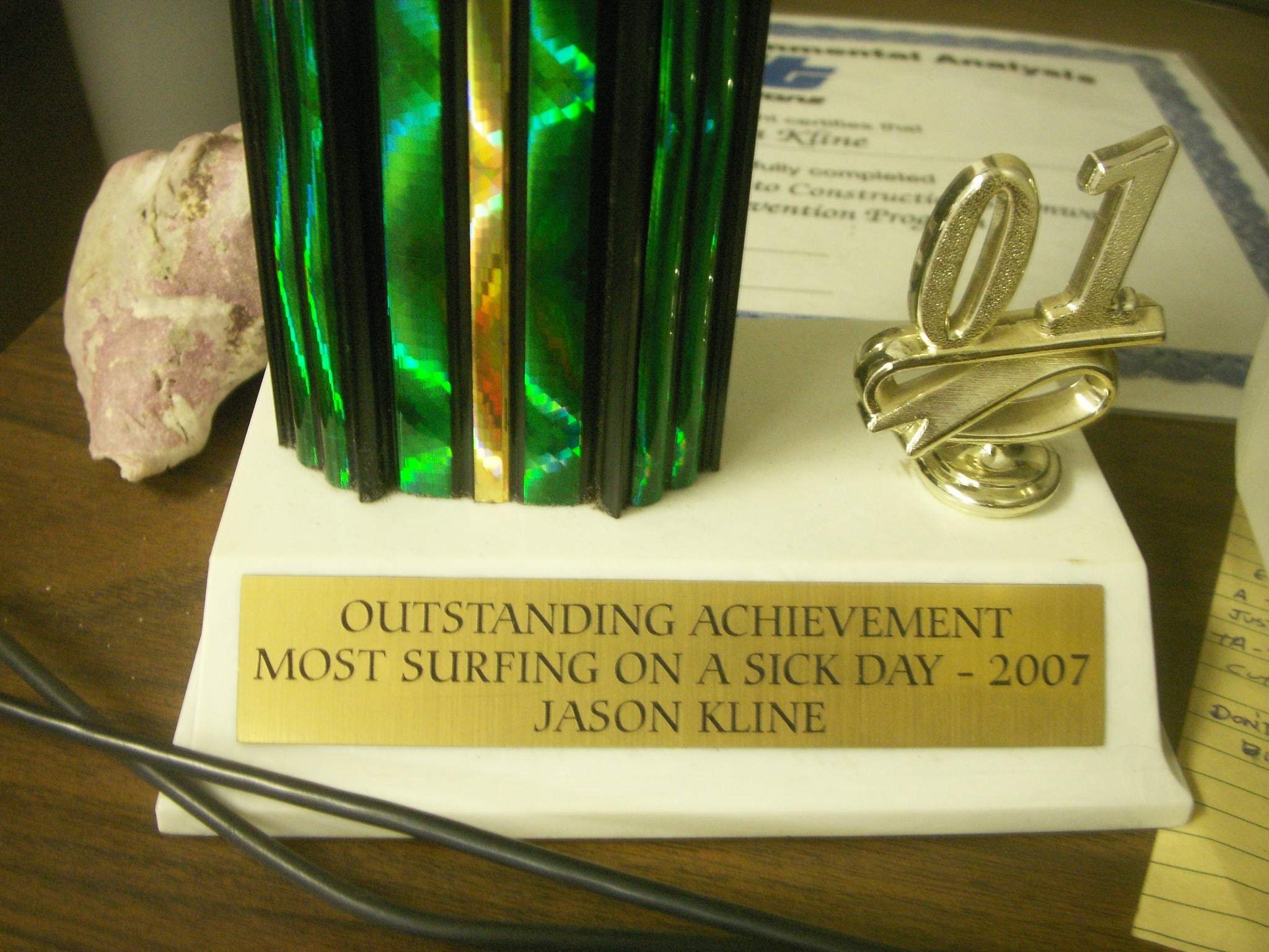 Jason Kline's Sick Leave Trophy
