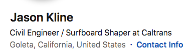 ason Kline's LinkedIn Position at Caltrans